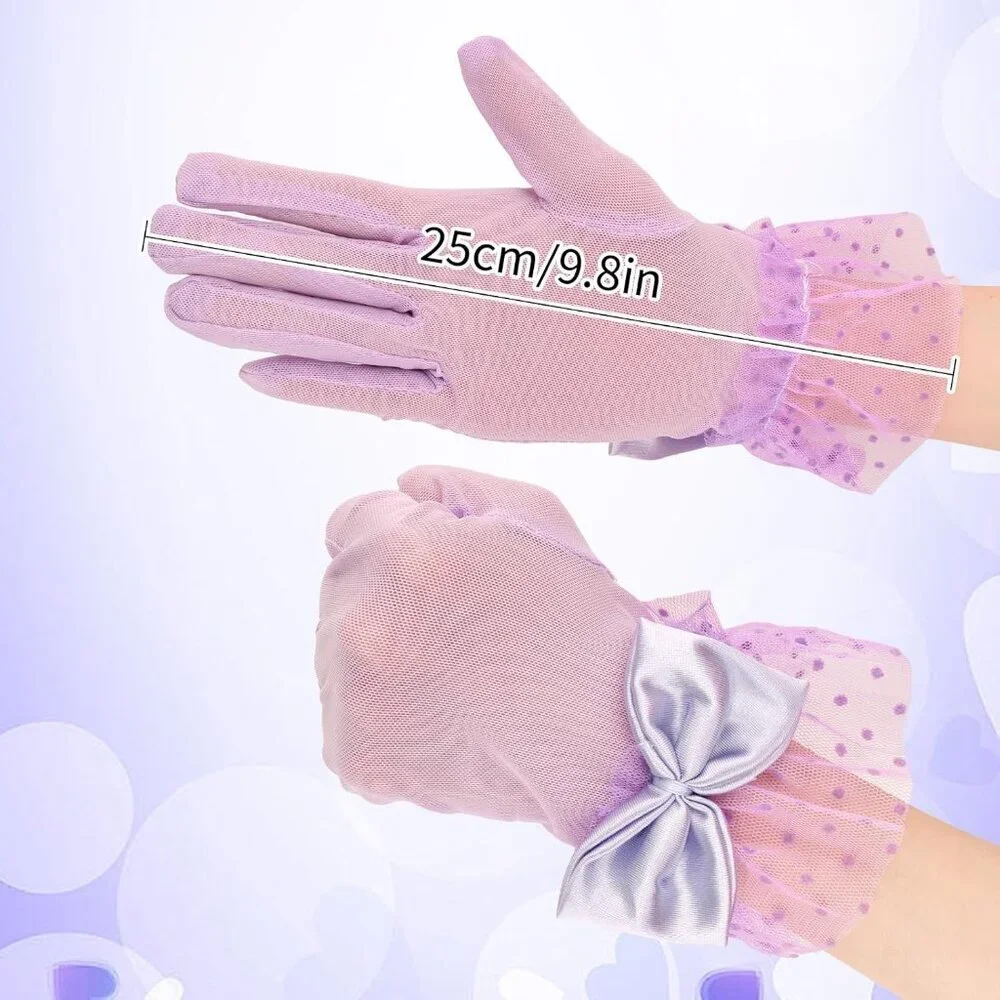 Women's Purple Bow Short Lace Veil Feather Derby Party Elegant Gloves Styles